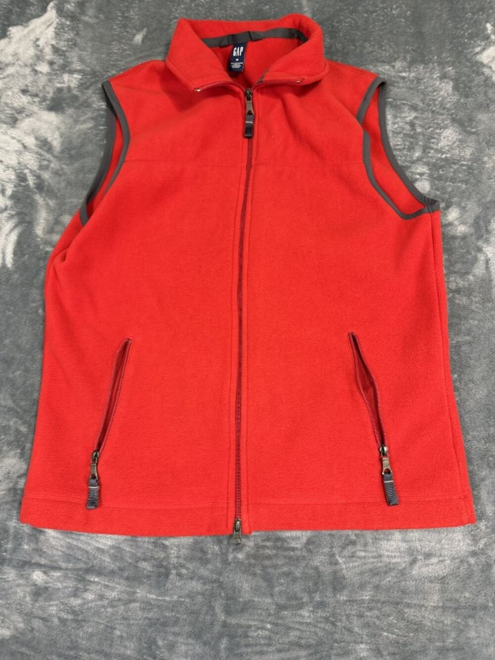 GAP Womens Red Sleeveless Full-Zip Fleece Vest M
